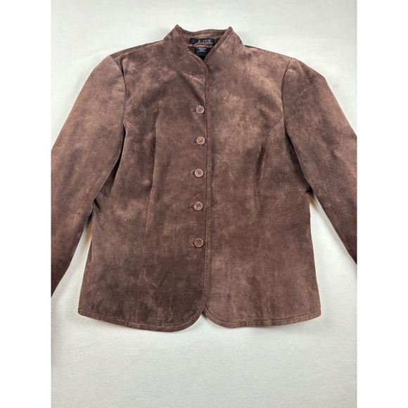 Vintage Liz Claiborne Suede Jacket Brown Women Size 10 - Picture 2 of 6